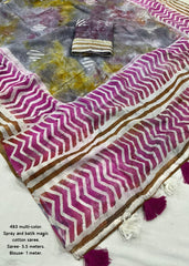 Pure chanderi spray batik saree. Pure chanderi spray batik saree.