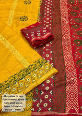 Pure ajrakh hand block saree.