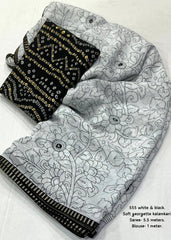 Georgette kalamkari style saree.