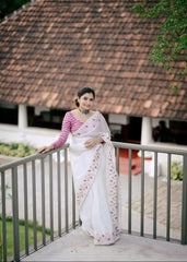 Vanilla white crush saree.