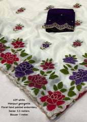 Manipuri georgette hand painted saree.