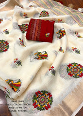 Worli embroidery linen saree.