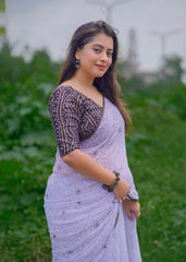 Georgette kalamkari style saree.