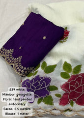 Manipuri georgette hand painted saree.