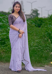 Georgette kalamkari style saree.