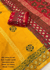 Pure ajrakh hand block saree.