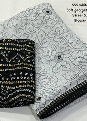 Georgette kalamkari style saree.