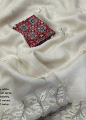 Ivory white crush saree.