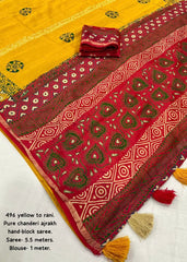 Pure ajrakh hand block saree.