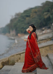 Pure ajrakh hand work saree.