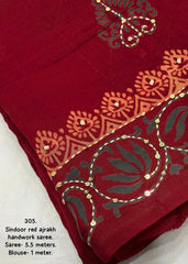Pure ajrakh hand work saree.