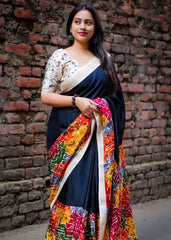 Multicolour pashmina printed saree.