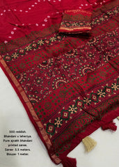Sindoor red ajrakh leheriya saree.
