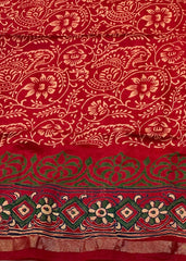 Sindoor red ajrakh leheriya saree.