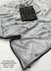 Georgette kalamkari style saree.