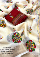 Worli embroidery linen saree.