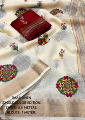 Worli embroidery linen saree.