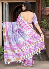 Pure chanderi spray batik saree.