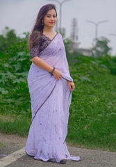 Georgette kalamkari style saree.