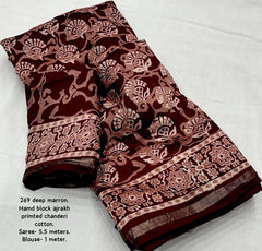 Pure chanderi ajrakh saree