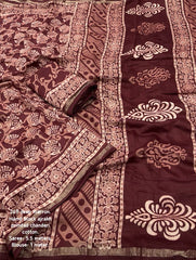 Pure chanderi ajrakh saree