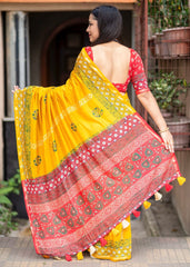 Pure ajrakh hand block saree.