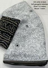 Georgette kalamkari style saree.