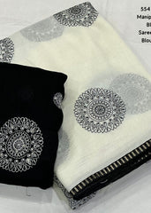 Manipuri georgette embroidery saree.