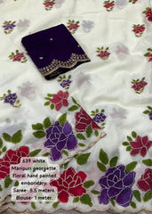Manipuri georgette hand painted saree.