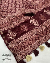 Pure chanderi ajrakh saree