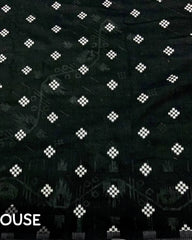 BLACK IKKAT STYLE WOVEN SAREE.