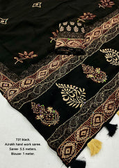 Pure ajrakh handwork saree.