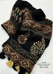 Pure ajrakh handwork saree.