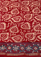 Hand block ajrakh saree.