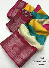 Dolla chex multicolour printed saree.