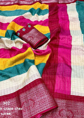 Dolla chex multicolour printed saree.