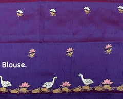 Lilac Kota bird embroidery saree.