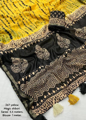 Yellow tye & dye shibori saree.