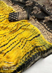 Yellow tye & dye shibori saree.