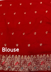 Sindoor red pure georgette crape saree.